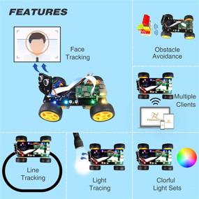 img 2 attached to 🚗 Набор умной машины Freenove 4WD с Raspberry Pi 4 B 3 B+ B A+, отслеживанием лица, отслеживанием линий, трассировкой света, избежанием препятствий, разноцветным светом, ультразвуком, камерой, сервоприводом, беспроводным пультом управления.