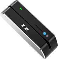 x6 bt bluetooth magnetic card reader writer usb 3 tracks - fast and reliable swipe encoder logo