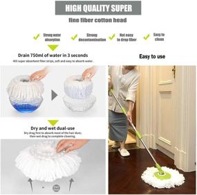 img 2 attached to 🧹 Premium Microfiber Mop Head Refills for 360° Spin Magic Mop - Round Shape Universal Size (4 Pack)