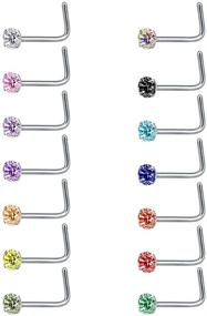 img 4 attached to 💎 ZS 6-14PCS 20g Surgical Steel Nose Stud Set: Nose Bone, L-Shaped, Nose Screws Rings - Tiny and Elegant Piercing Collection