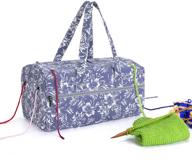 luxja knitting bag for yarn skeins, crochet hooks, knitting needles (up to 14 inches) and other accessories - flower design logo