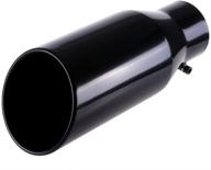 🚗 eccpp diesel exhaust tip: 4" inlet, 6" outlet, 15" long, mirror black powder coated stainless steel tailpipe logo