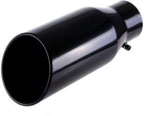 img 1 attached to 🚗 ECCPP Diesel Exhaust Tip: 4" Inlet, 6" Outlet, 15" Long, Mirror Black Powder Coated Stainless Steel Tailpipe