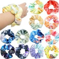 🌈 rainbow velvet hair scrunchies with hidden pocket - 12-piece zipper elastic hair ties for women and girls, colorful hair bands for stylish hair accessories and storage logo