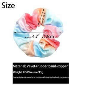 img 2 attached to 🌈 Rainbow Velvet Hair Scrunchies with Hidden Pocket - 12-Piece Zipper Elastic Hair Ties for Women and Girls, Colorful Hair Bands for Stylish Hair Accessories and Storage