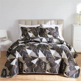 img 4 attached to FlySheep Geometric Bedspread Triangles Microfiber Bedding