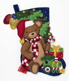 img 4 attached to 🧸 Bucilla 18-Inch Teddy Bear Felt Applique Christmas Stocking Kit