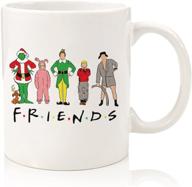 📺 friends tv show coffee mug, grinch elf christmas movie watching mugs - hot chocolate cocoa cups, griswold vacation gifts for friends, men, women logo