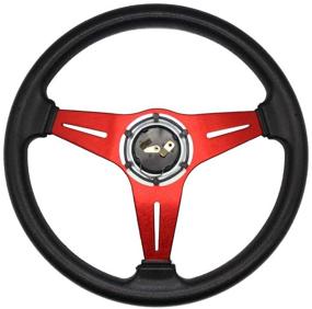 img 2 attached to 🏎️ JQTUNING 13.8-inch Universal Racing Steering Wheel: 6-Bolt Grip with Vinyl Leather & Aluminum, Horn Button Included for Car/Game, Red Color, and Bonus 2 Air Fresheners