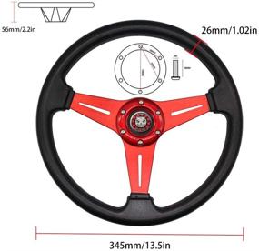 img 3 attached to 🏎️ JQTUNING 13.8-inch Universal Racing Steering Wheel: 6-Bolt Grip with Vinyl Leather & Aluminum, Horn Button Included for Car/Game, Red Color, and Bonus 2 Air Fresheners