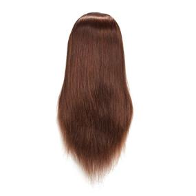 img 1 attached to 💇 Профессиональный тренировочный голова: 24"-26" манекенная голова из 100% натуральных волос для практики косметологии с бесплатным зажимом - темно-коричневая