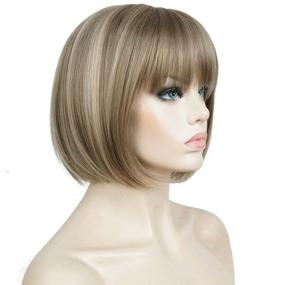 img 4 attached to 💁 Парик Aimole Short Bob Straight: Стильные синтетические волосы с модными прямыми челками (24M8+613)