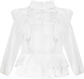 img 4 attached to 👚 Girls' Clothing: Trendy Peplum T Shirt with Casual Ruffled Sleeves