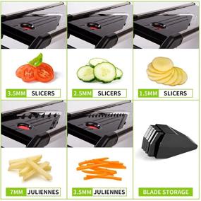 img 1 attached to 🥔 Stainless Steel V Blade Mandoline Slicer for Kitchen - Vegetable Slicer and French Fry Cutter with Food Julienne Slicer, Safety Gloves, and Blade Guard