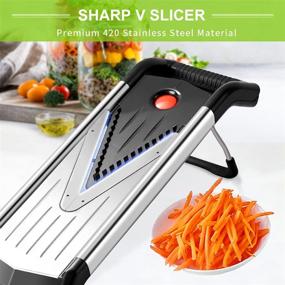 img 3 attached to 🥔 Stainless Steel V Blade Mandoline Slicer for Kitchen - Vegetable Slicer and French Fry Cutter with Food Julienne Slicer, Safety Gloves, and Blade Guard