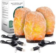 🌟 3 pack natural hand carved himalayan salt lamp with dimmer cord & beautiful wood base - includes light bulb, ideal for great room decor and night light, 6-8" tall... логотип