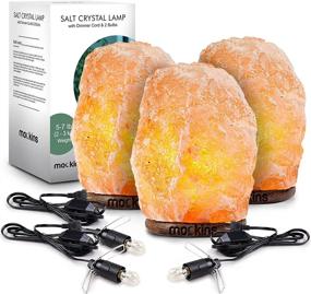 img 4 attached to 🌟 3 Pack Natural Hand Carved Himalayan Salt Lamp with Dimmer Cord & Beautiful Wood Base - Includes Light Bulb, Ideal for Great Room Decor and Night Light, 6-8" Tall...