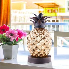 img 2 attached to 🍍 Sparkling Mercury Glass Pineapple Lamp: Glamorous Golden Table Lamp for Every Room, Celebrations & Thoughtful Gifting (Gold)