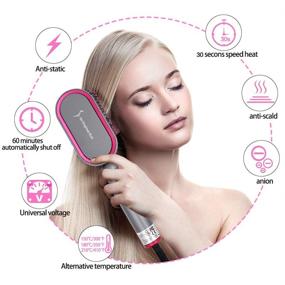 img 3 attached to Enhanced Hot Comb Hair Straightener Brush - Fast Warm Up, Anti-Scald, Auto Temperature Lock & Auto-Off - Easy Operation