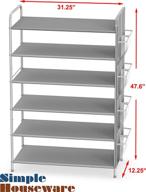 maximize closet space with the simple houseware 6-tier shoe rack storage organizer - grey, accommodates 34 pairs and includes side hanging bag! logo