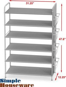 img 1 attached to Maximize Closet Space with the Simple Houseware 6-Tier Shoe Rack Storage Organizer - Grey, Accommodates 34 Pairs and Includes Side Hanging Bag!