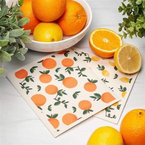 img 3 attached to 🧽 GMIcréatifs Eco-Friendly Swedish Dishcloths - 4 Pack, 2 Lemon & 2 Orange Prints - Reusable Kitchen Cleaning Cloth - Machine Washable - Size: 7.87”x6.88