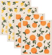 🧽 gmicréatifs eco-friendly swedish dishcloths - 4 pack, 2 lemon & 2 orange prints - reusable kitchen cleaning cloth - machine washable - size: 7.87”x6.88 logo