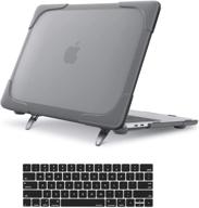 🔒 mosiso heavy duty plastic hard shell case with kickstand for macbook pro 13 inch 2019-2016, a2159 a1989 a1706 a1708, grey with keyboard cover logo