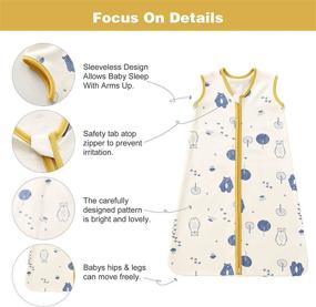 img 2 attached to 👶 BonbonPomme Baby Sleep Sack - 0.5 TOG Sleeveless Cotton 2-Way Zipper Unisex Wearable Blanket Sleeping Bag - Beige Bear Design - 0-6 Months - Infant Boys Girls