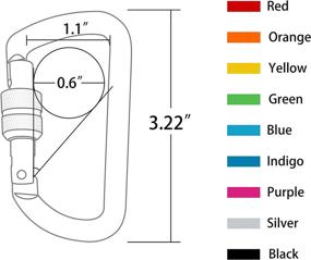 img 2 attached to 🔒 TOUNTO 3 Pack Heavy Duty Locking Carabiners: 7075 Aluminium D-Shaped Clips for Keychains and More!