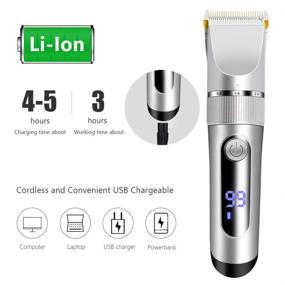 img 3 attached to 💇 Ultimate Cordless LED Hair Clippers: Waterproof Trimmer with Adjustable Speeds & 6 Guide Combs – Perfect Barber Kit for Men