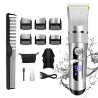 💇 ultimate cordless led hair clippers: waterproof trimmer with adjustable speeds & 6 guide combs – perfect barber kit for men logo