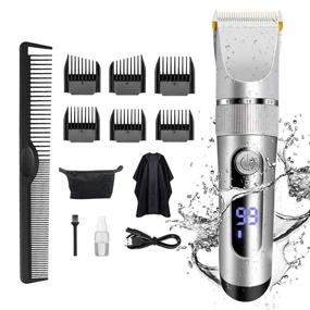 img 4 attached to 💇 Ultimate Cordless LED Hair Clippers: Waterproof Trimmer with Adjustable Speeds & 6 Guide Combs – Perfect Barber Kit for Men