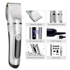 img 1 attached to 💇 Ultimate Cordless LED Hair Clippers: Waterproof Trimmer with Adjustable Speeds & 6 Guide Combs – Perfect Barber Kit for Men