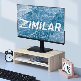 img 2 attached to 🖥️ Zimilar 2 Tier Monitor Stand Riser with Storage Organizer – Wooden Monitor Riser for Screen, Laptop, Desktop, Printer – Premium Computer Stand Riser for Home &amp; Office Desk