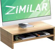 🖥️ zimilar 2 tier monitor stand riser with storage organizer – wooden monitor riser for screen, laptop, desktop, printer – premium computer stand riser for home &amp; office desk логотип