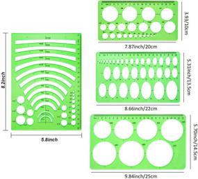 img 3 attached to 📏 4-предметные пластиковые линейки Clean Green Boao для офиса и школьных принадлежностей - круг, овал и шаблоны для рисования радиуса круга