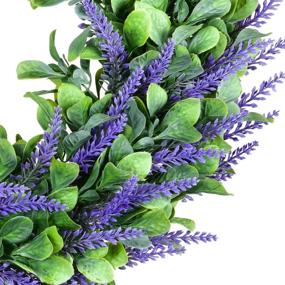 img 3 attached to 🌼 TINGOR Artificial Lavender Boxwood Wreath, 17.7&#34; Spring Greenery Flowers Wreath for Wedding/Garden/Party/Wall/Home Decor