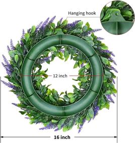 img 2 attached to 🌼 TINGOR Artificial Lavender Boxwood Wreath, 17.7&#34; Spring Greenery Flowers Wreath for Wedding/Garden/Party/Wall/Home Decor