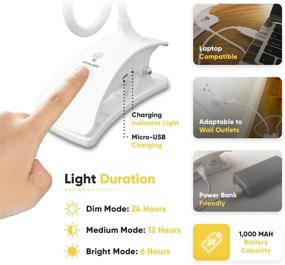 img 2 attached to 📚 INTELLUCE Clip-On Reading Lights for Bedside Books. Headboard Lamp with 3 Colors & Adjustable Brightness. Flexible Neck Amber Light. Ideal for Knitting, Camping, and Repairing. Includes Power Cord and AC Adapter.