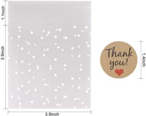 img 3 attached to 🍪 100 Pcs Self Adhesive Cookie Bags - Resealable Cellophane Bags for Gift Giving - White Polka Dot Treat Bags 3.9''x3.9'' with Thank You Stickers