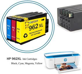 img 3 attached to 🖨️ High-Quality HOTCOLOR 962xl Ink Cartridges Combo Pack for HP Printers - 9015 Ink, 9010, 9025, 9018, 9020 (1C/1M/1Y, 3PK)