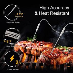 img 2 attached to 🥩 OMMO Digital Meat Thermometer: Wireless Bluetooth with 4 Probes, Remote Monitor, Alerts | Ideal for BBQ, Grilling, Smoker, Oven