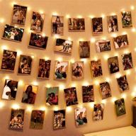 ✨ hatstart 100 leds photo clips string lights: 33ft wall fairy lights with clear clips, battery powered warm white twinkle lighting for patio party wedding bedroom dorm decorations логотип