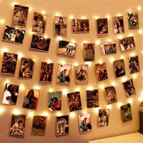 img 4 attached to ✨ Hatstart 100 LEDs Photo Clips String Lights: 33Ft Wall Fairy Lights with Clear Clips, Battery Powered Warm White Twinkle Lighting for Patio Party Wedding Bedroom Dorm Decorations