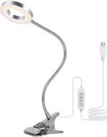 📚 tomshin-e book light, silver metal clip on light with 3 colors, 10-level brightness reading lamp for desk or bed логотип