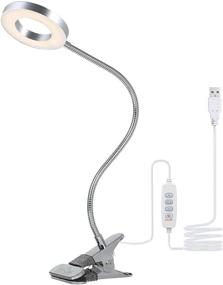 img 4 attached to 📚 Tomshin-e Book Light, Silver Metal Clip on Light with 3 Colors, 10-Level Brightness Reading Lamp for Desk or Bed