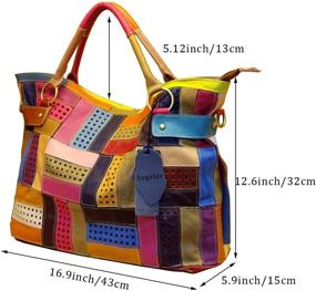 img 3 attached to 👜 Multicolored Patchwork Genuine Leather Women's Tote Bag - Hollow Shoulder Handbag Purse