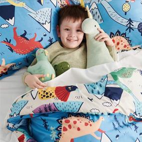 img 3 attached to 🦖 Enhanced SEO: Bedsure Twin Bedding Sets for Boys—Dinosaur Bedding, 5-Pc Bed in a Bag—Easy Care Super Soft Comforter and Sheets Set (Blue, Twin)