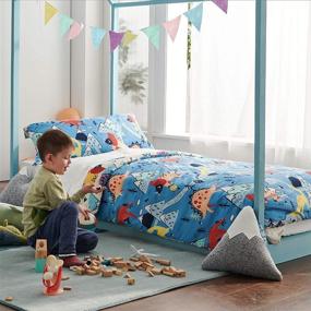 img 2 attached to 🦖 Enhanced SEO: Bedsure Twin Bedding Sets for Boys—Dinosaur Bedding, 5-Pc Bed in a Bag—Easy Care Super Soft Comforter and Sheets Set (Blue, Twin)